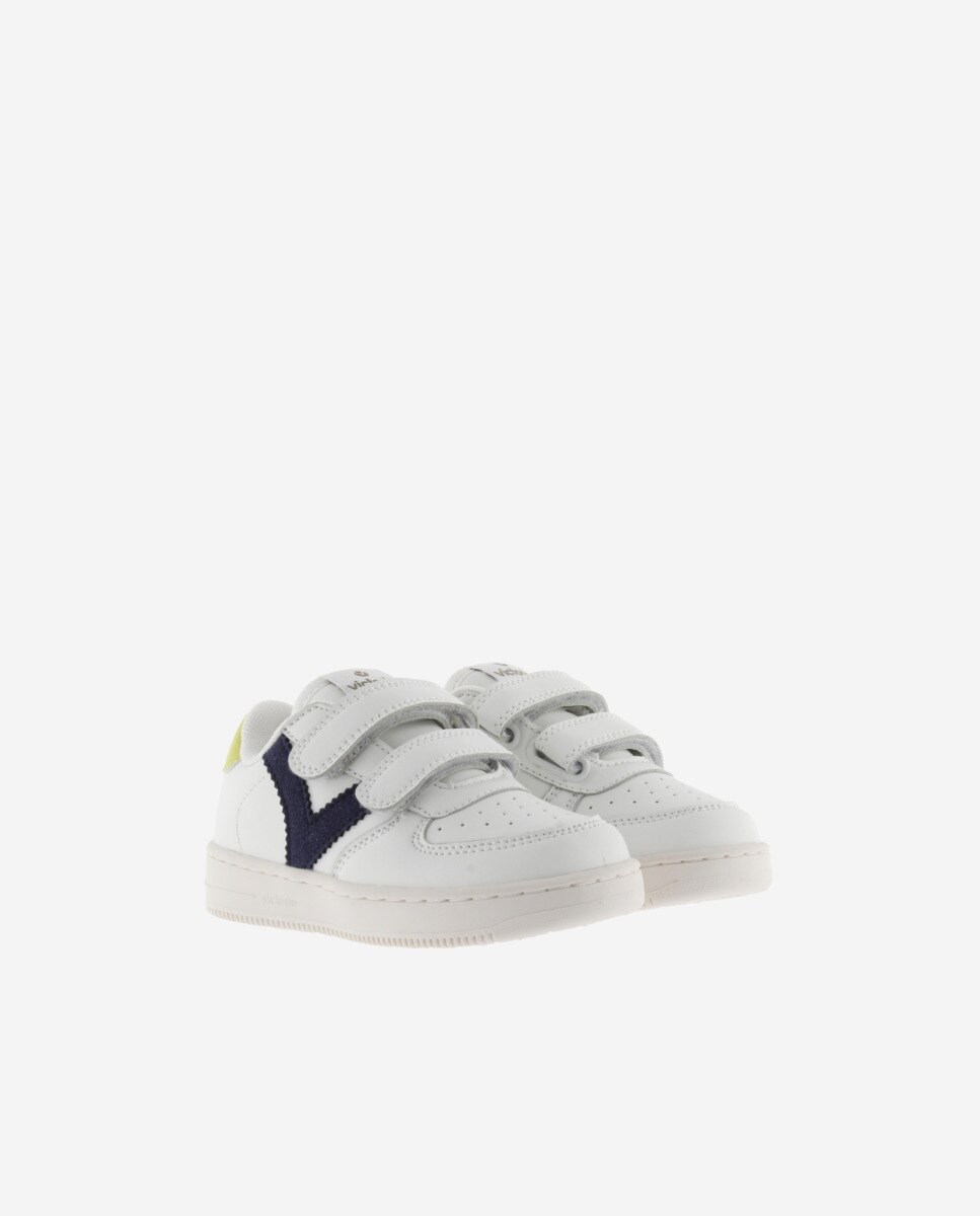 Sapatilhas Desportivas Infantil com Peças em Contraste e Velcro Victoria Amarelo-5
