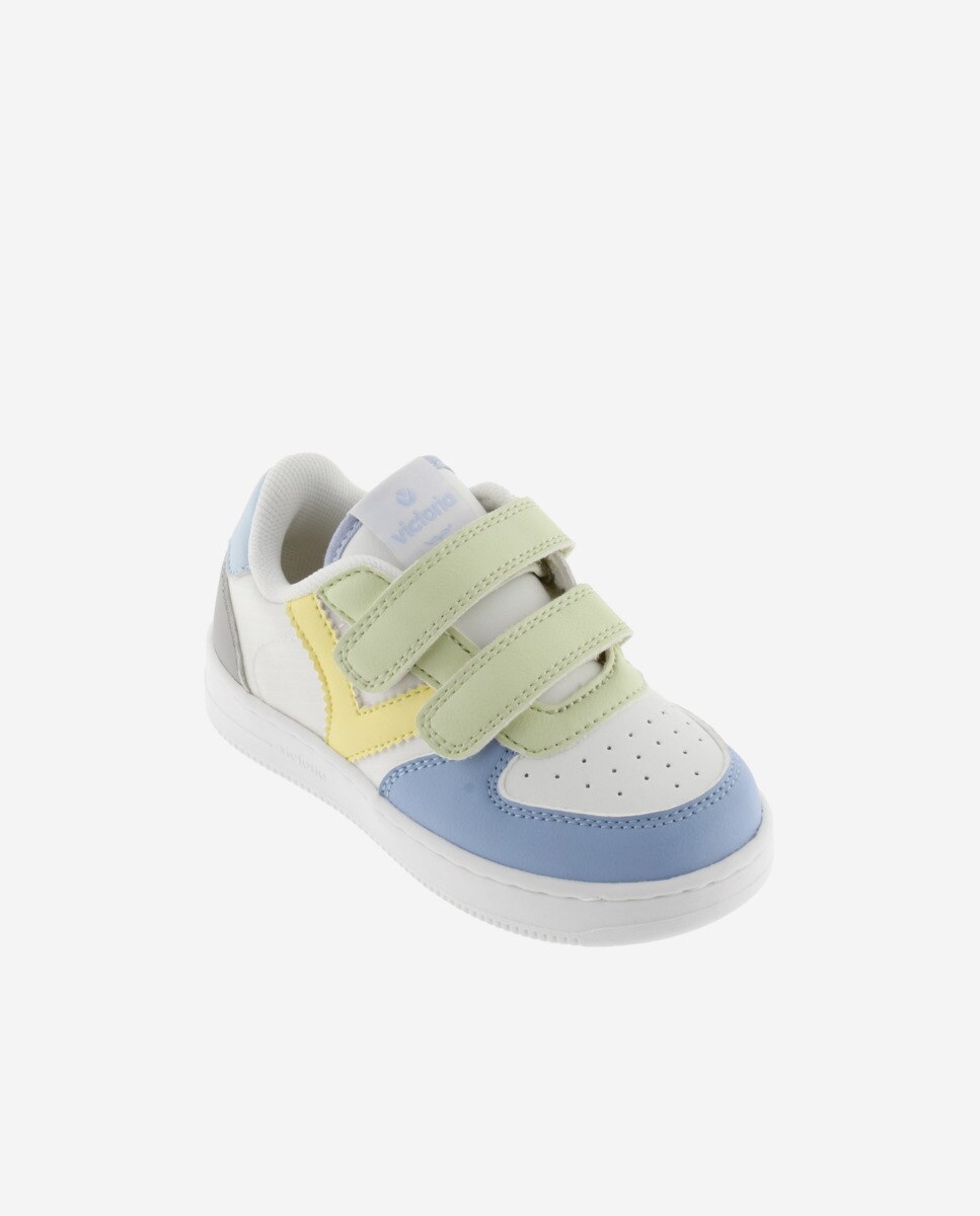 Sapatilhas Desportivas Infantil com Peças Multicolor e Tiras Adherentes Victoria Azul / Amarelo-2