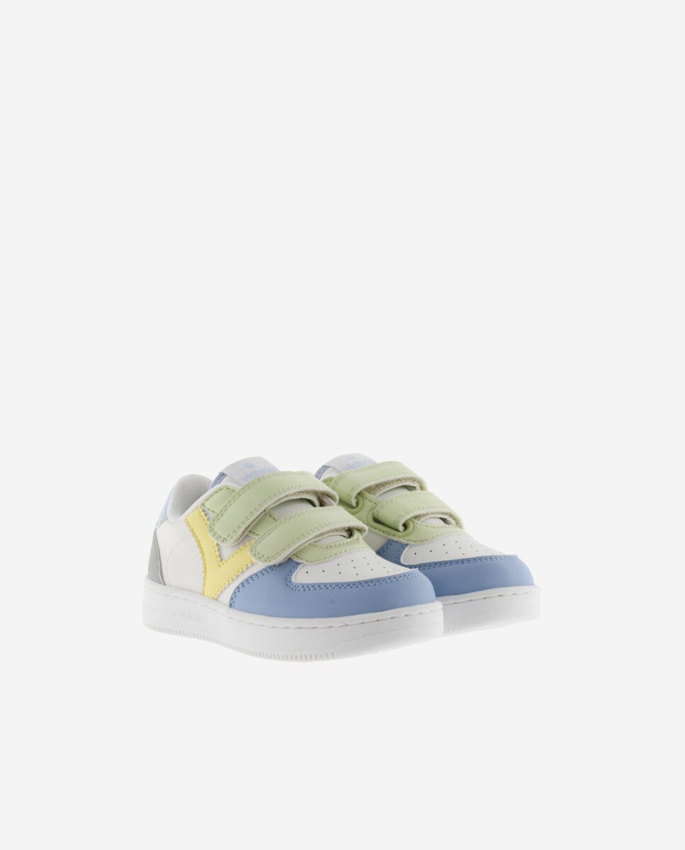 Sapatilhas Desportivas Infantil com Peças Multicolor e Tiras Adherentes Victoria Azul / Amarelo-5