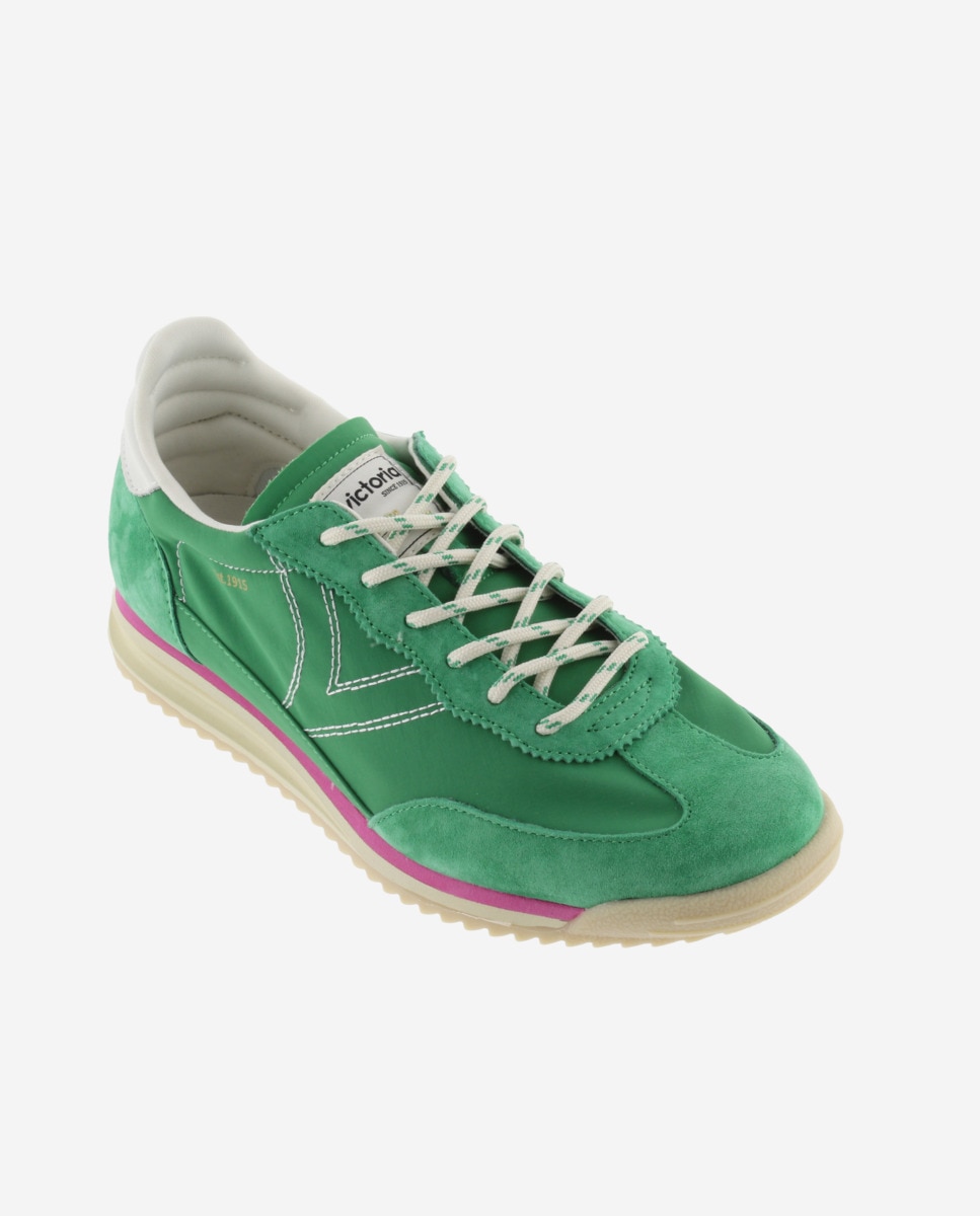 Sapatilhas Desportivas de Nylon com Peças de Camurça e Sola em Serra Verde-2