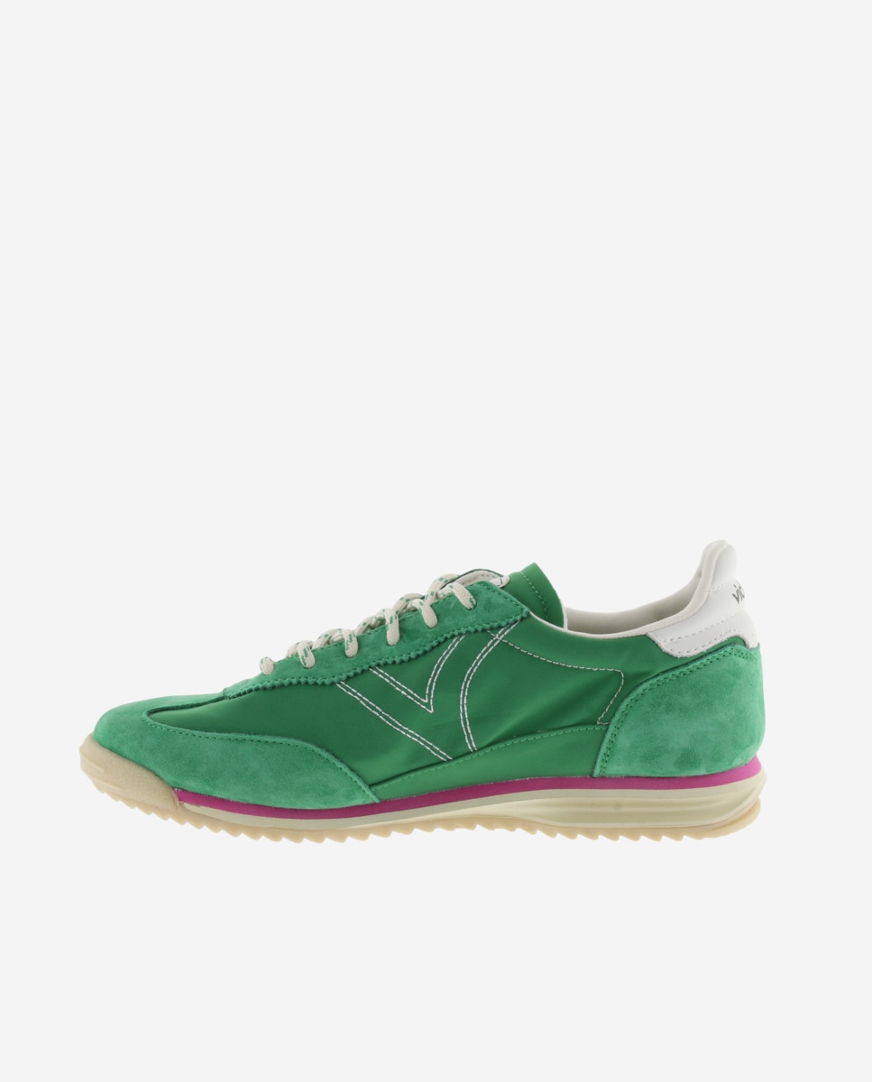 Sapatilhas Desportivas de Nylon com Peças de Camurça e Sola em Serra Verde-3