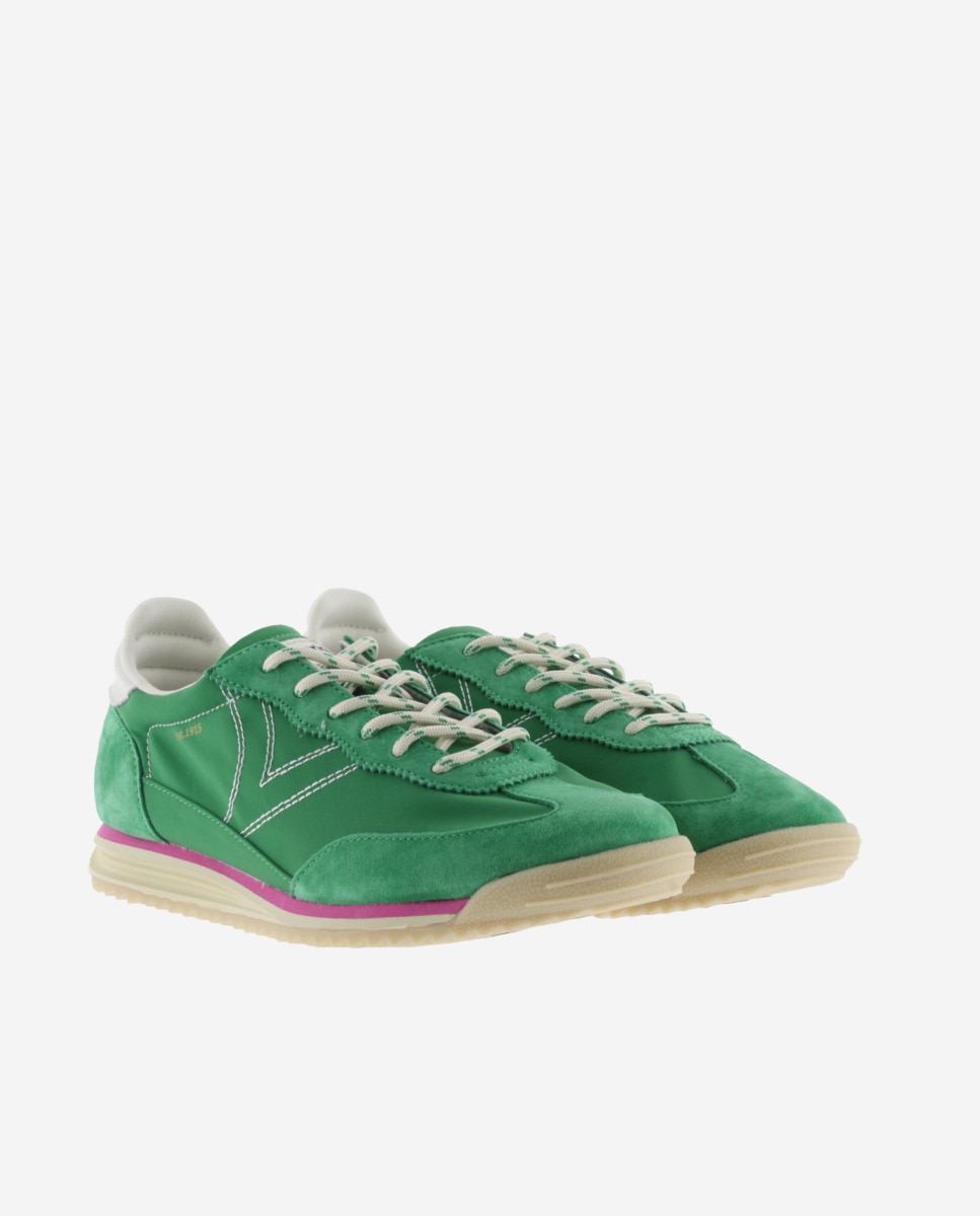 Sapatilhas Desportivas de Nylon com Peças de Camurça e Sola em Serra Verde-5