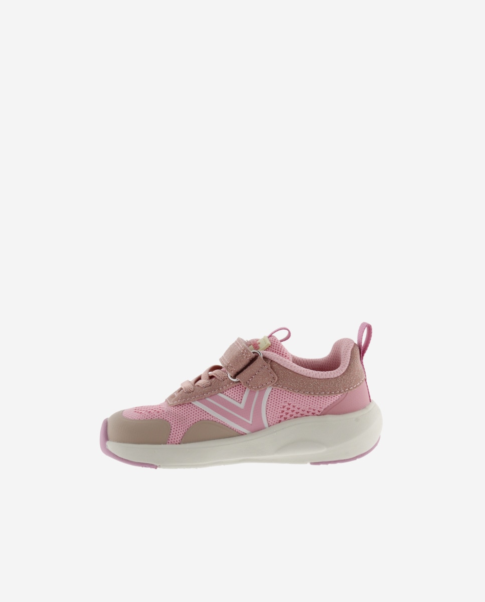Sapatilhas Desportivas Infantil Barefoot de Malha com Velcro e Atacadores Elásticos Victoria Rosa-claro-3