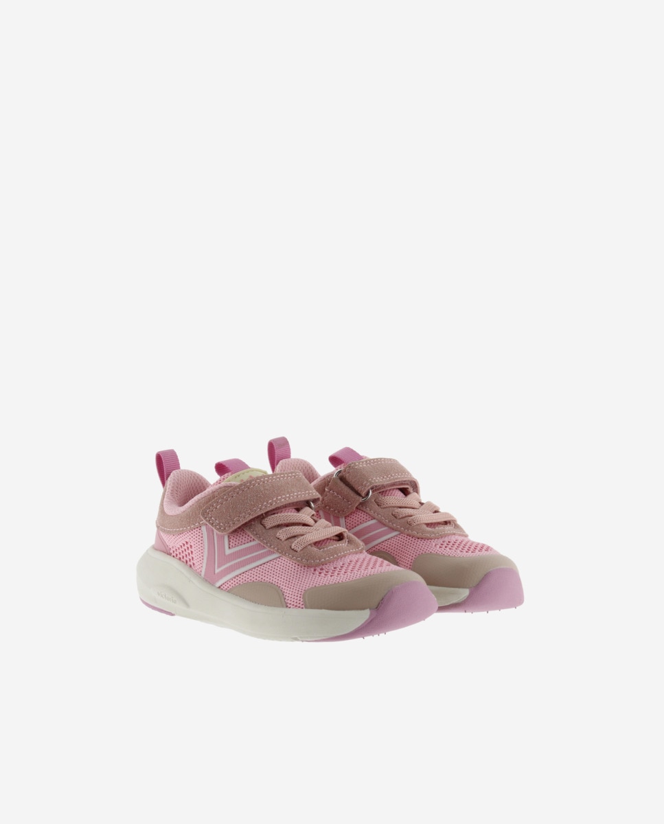 Sapatilhas Desportivas Infantil Barefoot de Malha com Velcro e Atacadores Elásticos Victoria Rosa-claro-5