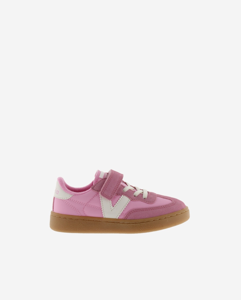 Sapatilhas Desportivas Infantil de Nylon com Peças em Contraste e Sola Caramelo Victoria Fúcsia / Branco-1