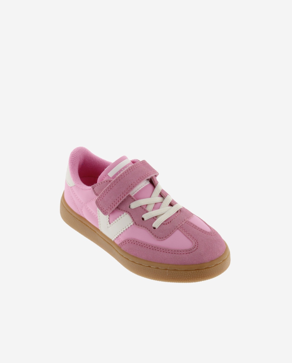 Sapatilhas Desportivas Infantil de Nylon com Peças em Contraste e Sola Caramelo Victoria Fúcsia / Branco-2
