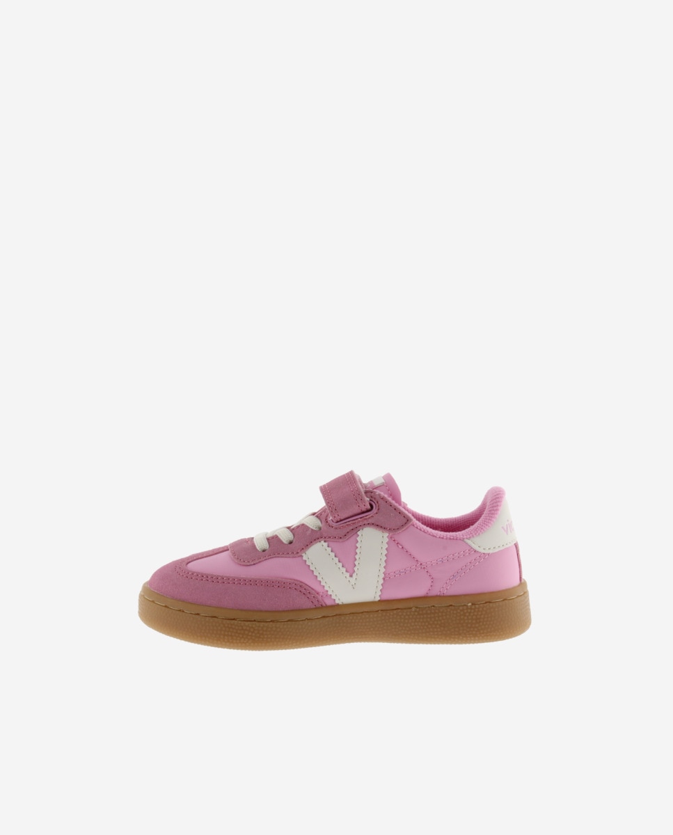 Sapatilhas Desportivas Infantil de Nylon com Peças em Contraste e Sola Caramelo Victoria Fúcsia / Branco-3