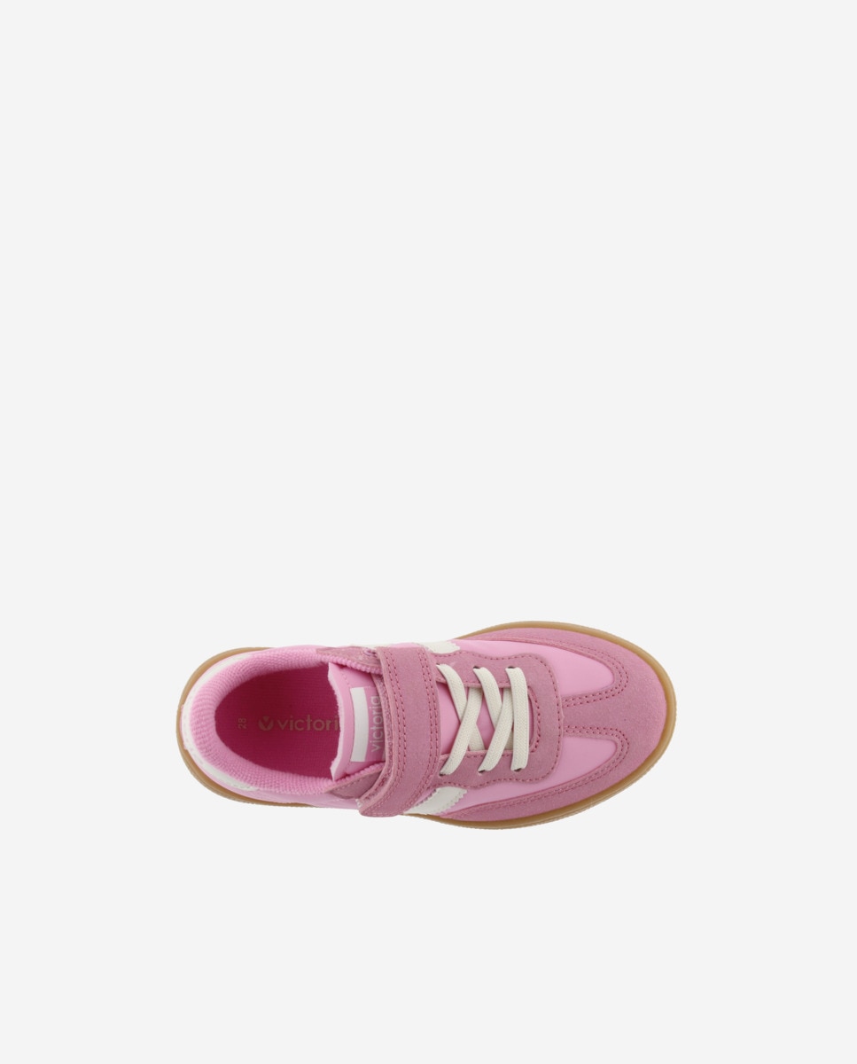 Sapatilhas Desportivas Infantil de Nylon com Peças em Contraste e Sola Caramelo Victoria Fúcsia / Branco-4