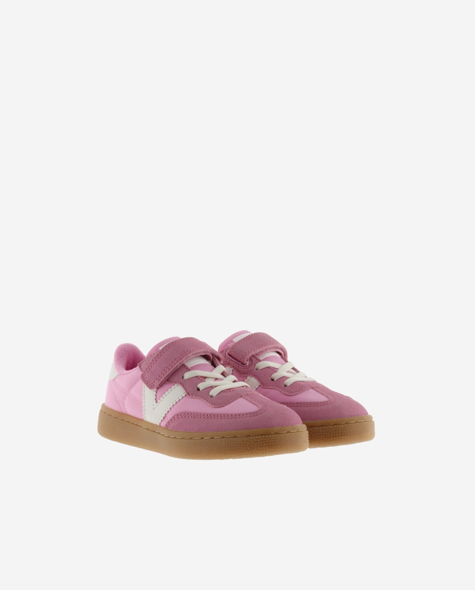Sapatilhas Desportivas Infantil de Nylon com Peças em Contraste e Sola Caramelo Victoria Fúcsia / Branco-5