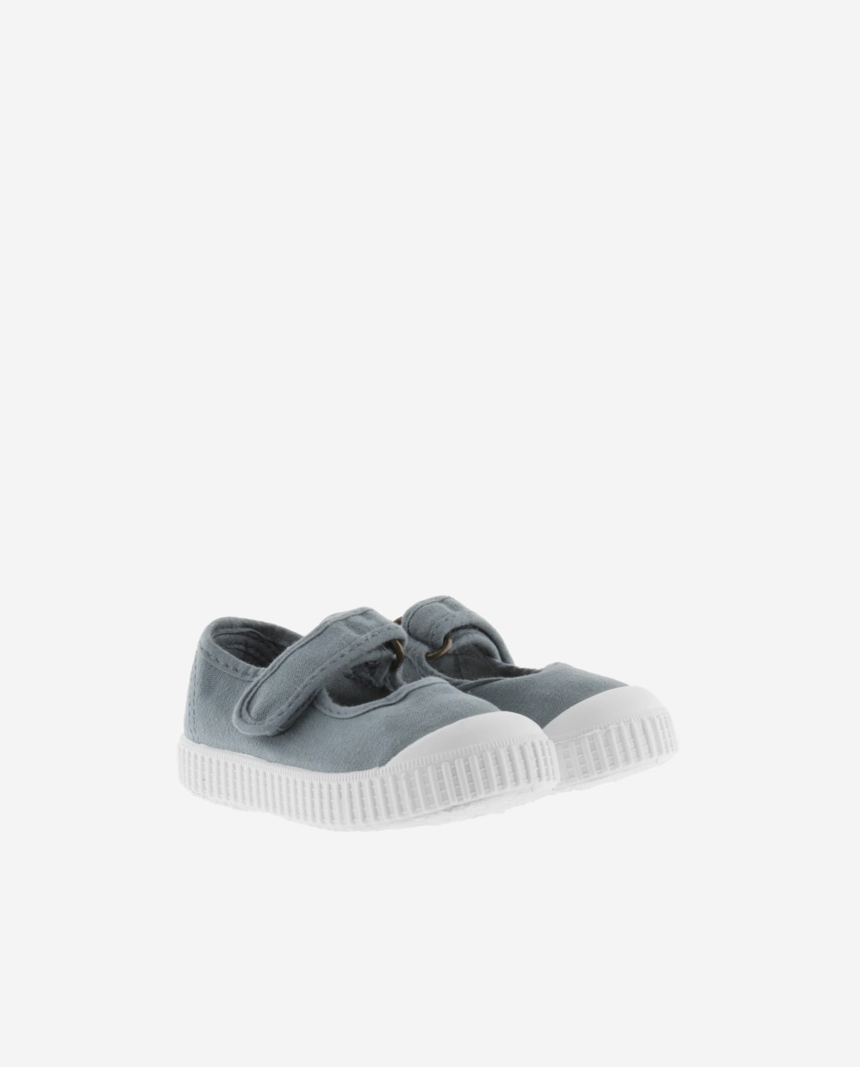 Sapatos de Presilha de Bebé com Fecho Aderente e em Lona Victoria Cinzento-claro-5