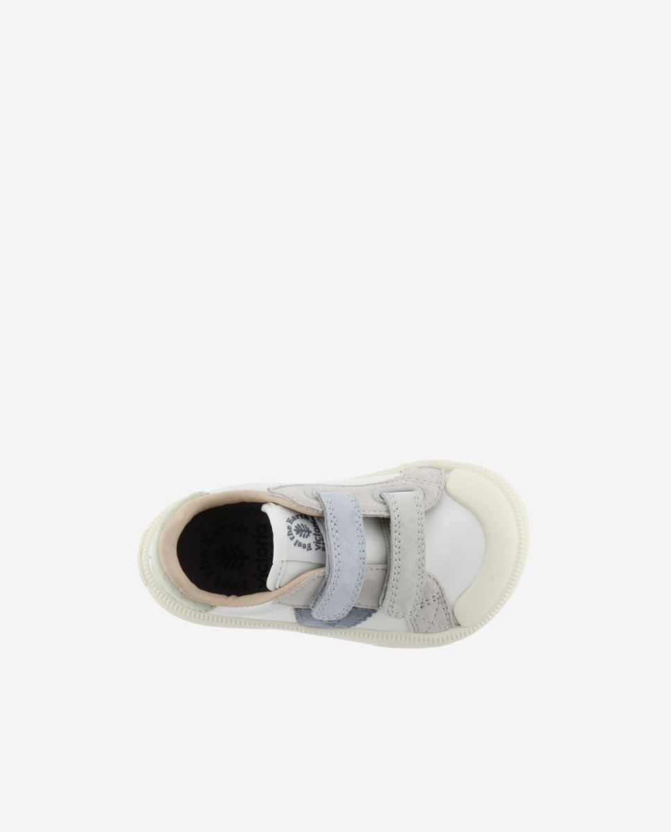Sapatilhas Desportivas Infantil Barefoot com Peças de Camurça e Velcro Branco-4