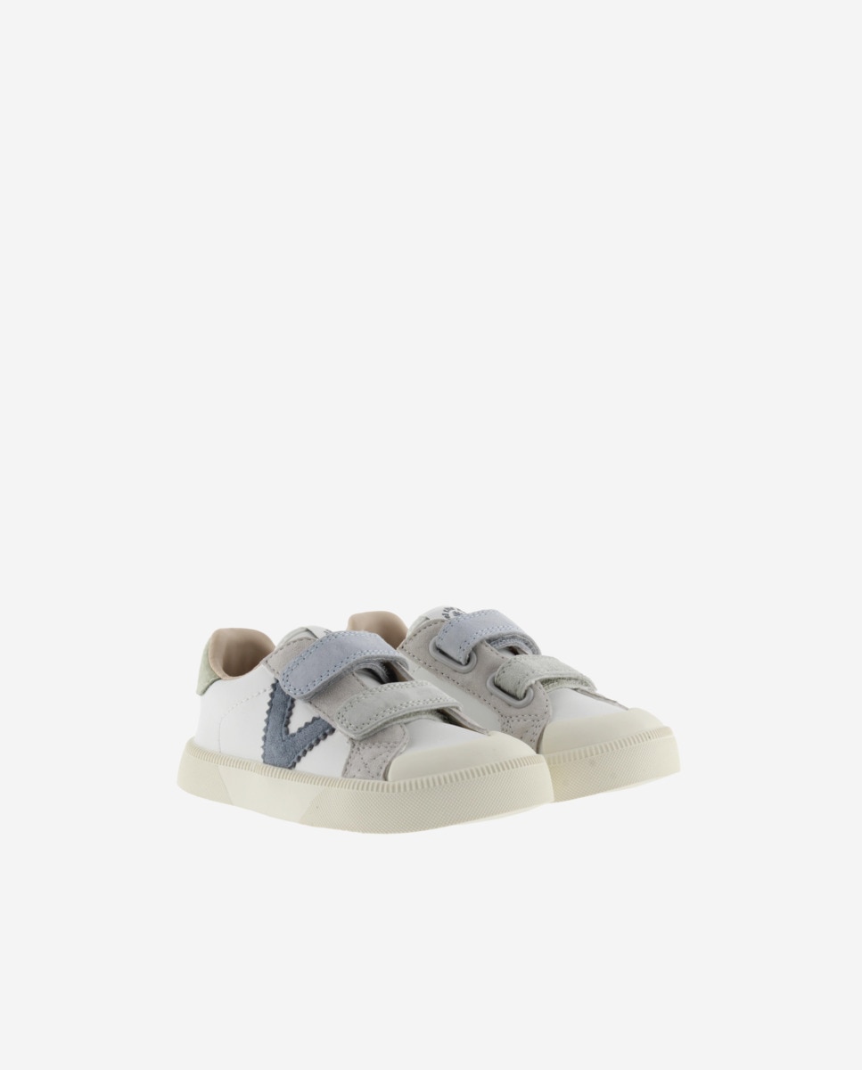 Sapatilhas Desportivas Infantil Barefoot com Peças de Camurça e Velcro Branco-5