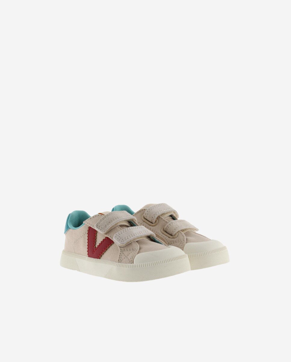 Sapatilhas Desportivas Infantil Barefoot Multicolor de Lona com Velcro Victoria Bege-5
