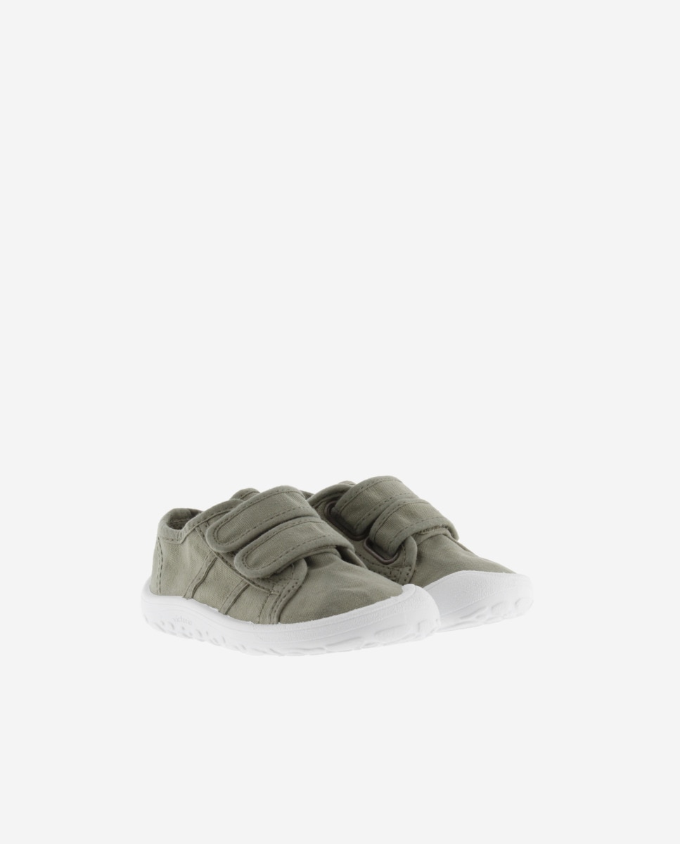 Sapatilhas de Lona Tintada Drec Infantil Barefoot com Velcro Duplo Verde-acinzentado-5
