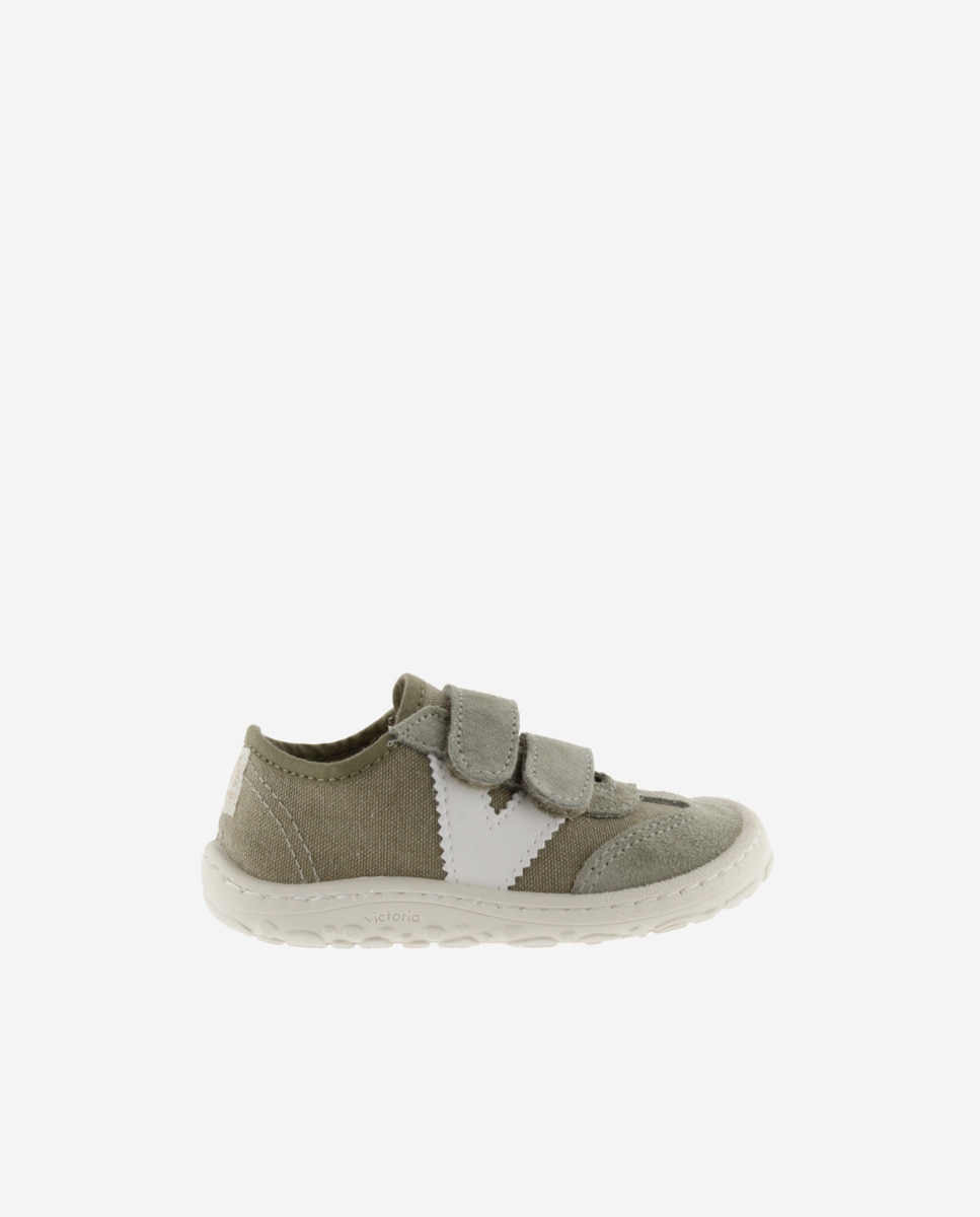Imagem 0 de Sapatilhas de Lona Infantil Barefoot com Peças de Camurça e Velcro Duplo