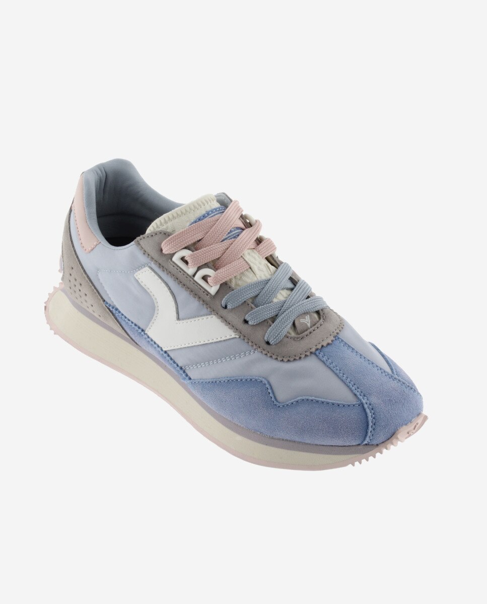 Desportivas de Nylon com Peças Coloridas e Camurça Azul-celeste-2
