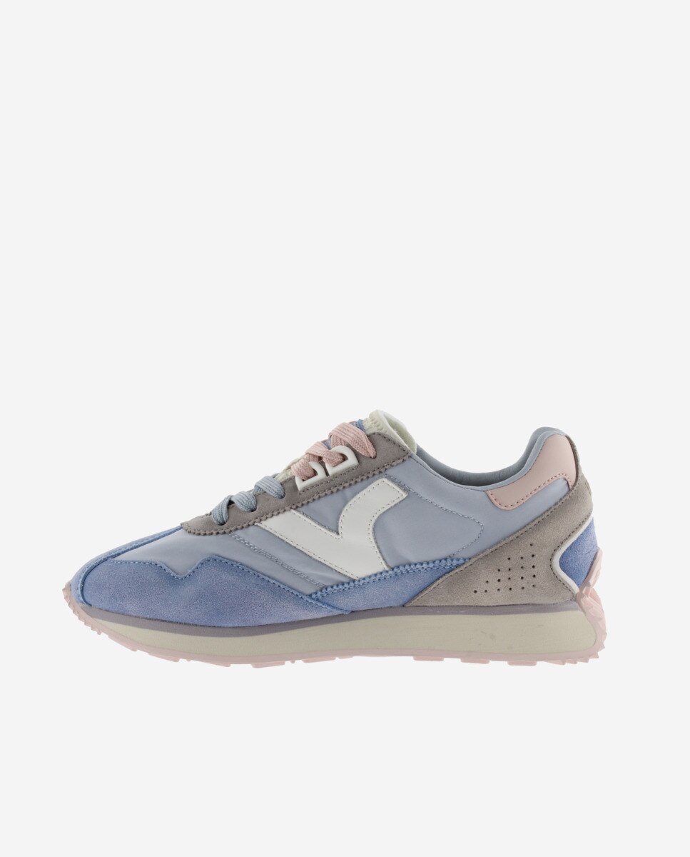 Desportivas de Nylon com Peças Coloridas e Camurça Azul-celeste-3