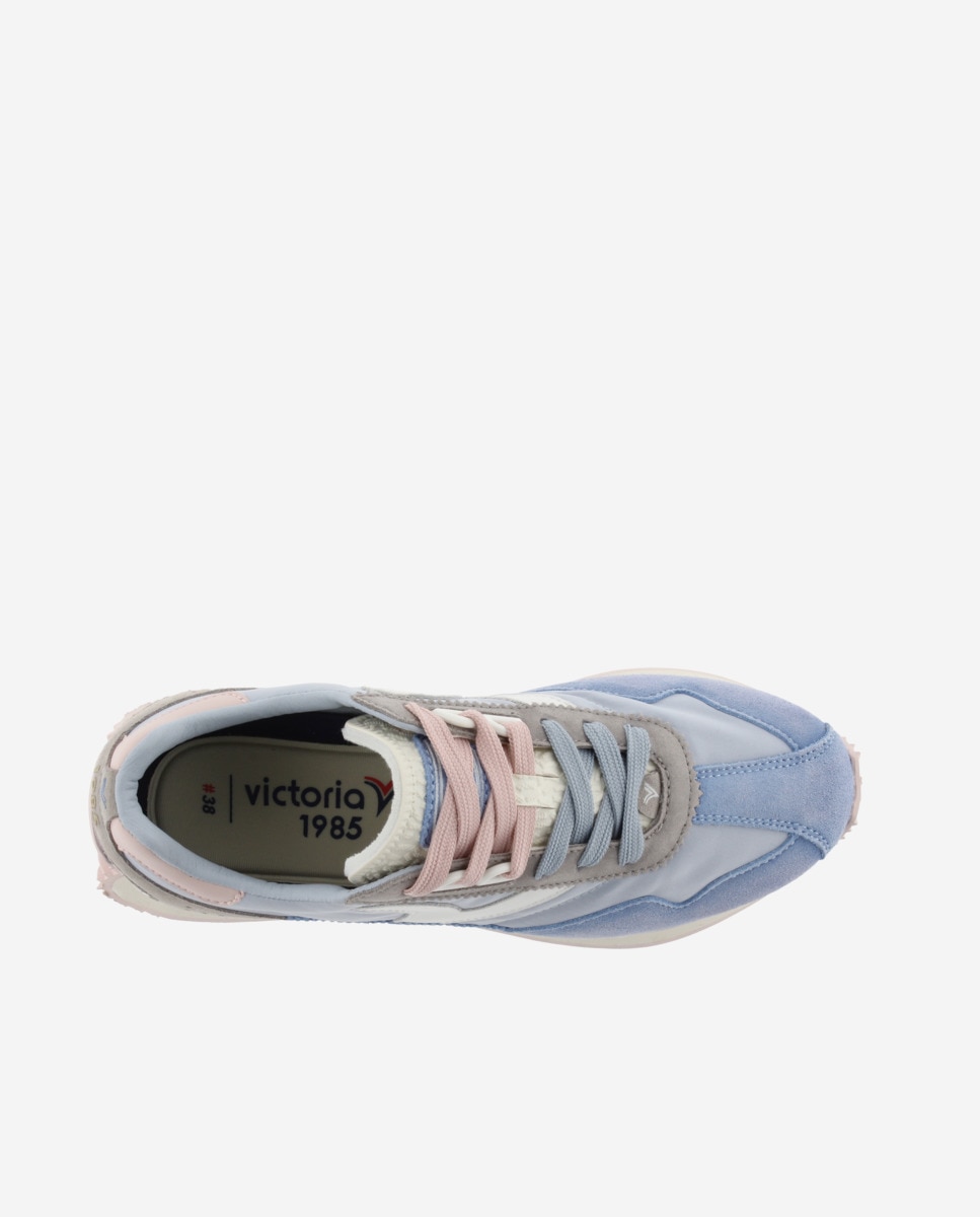Desportivas de Nylon com Peças Coloridas e Camurça Azul-celeste-4