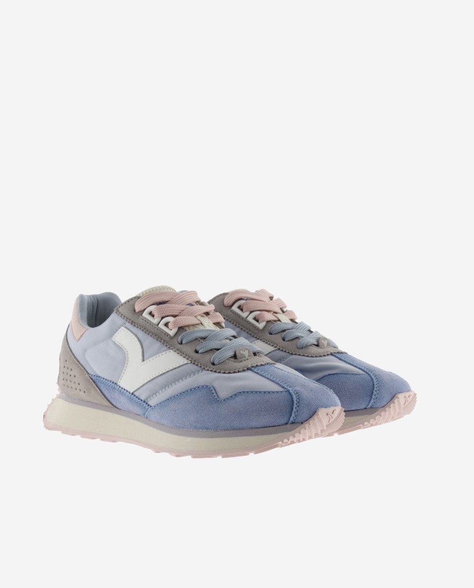 Desportivas de Nylon com Peças Coloridas e Camurça Azul-celeste-5