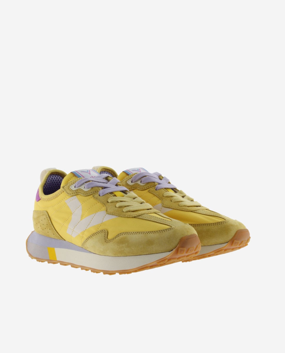 Sapatilhas Desportivas de Nylon com Peças de Croute e Atacadores Bicolor Amarelo-5