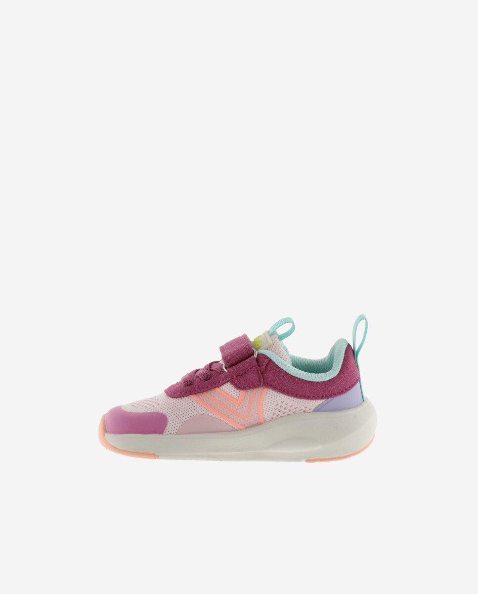 Sapatilhas Desportivas Infantil Barefoot Multicolor de Malha com Velcro e Atacadores Elásticos Victoria Rosa-3