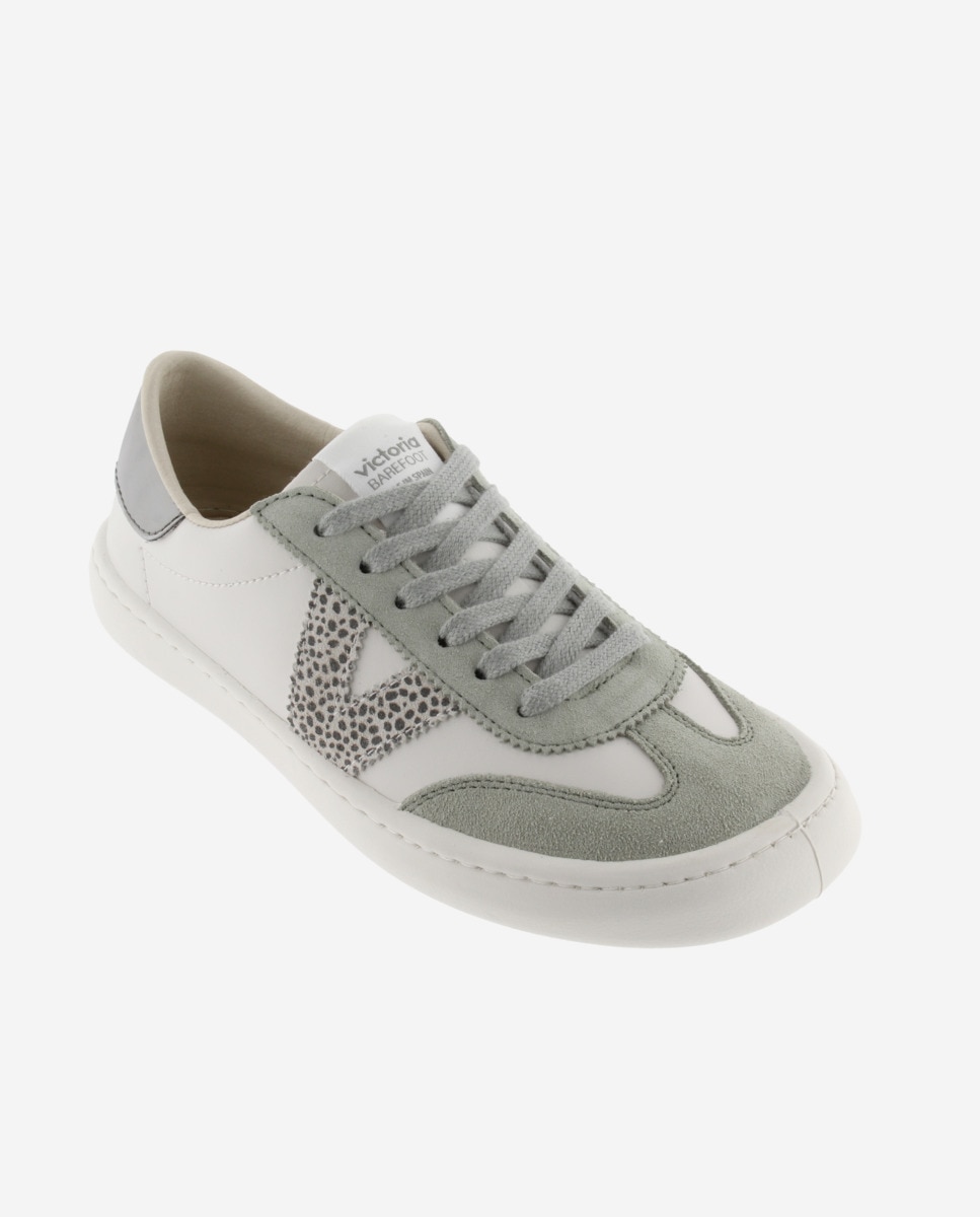 Sapatilhas de Efeito de Pele Olmo Barefoot com Peças de Fantasia e de Croute em Contraste Branco-2