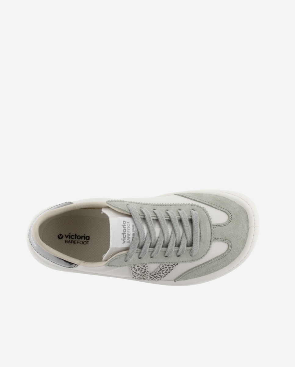 Sapatilhas de Efeito de Pele Olmo Barefoot com Peças de Fantasia e de Croute em Contraste Branco-4