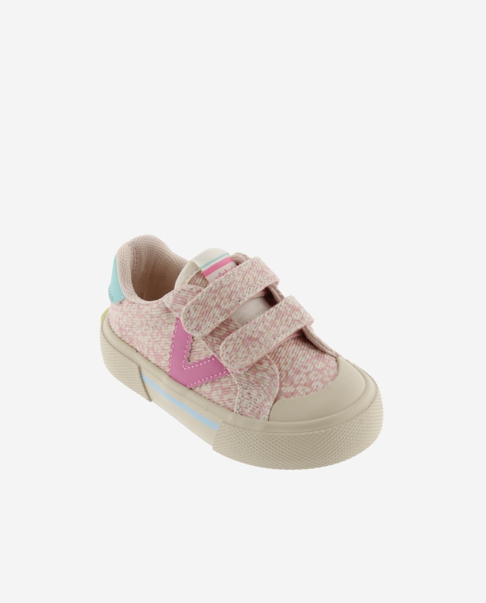 Sapatilhas Desportivas Infantil de Lona Prints com Velcro Duplo e Forma Larga Victoria Rosa-claro-2