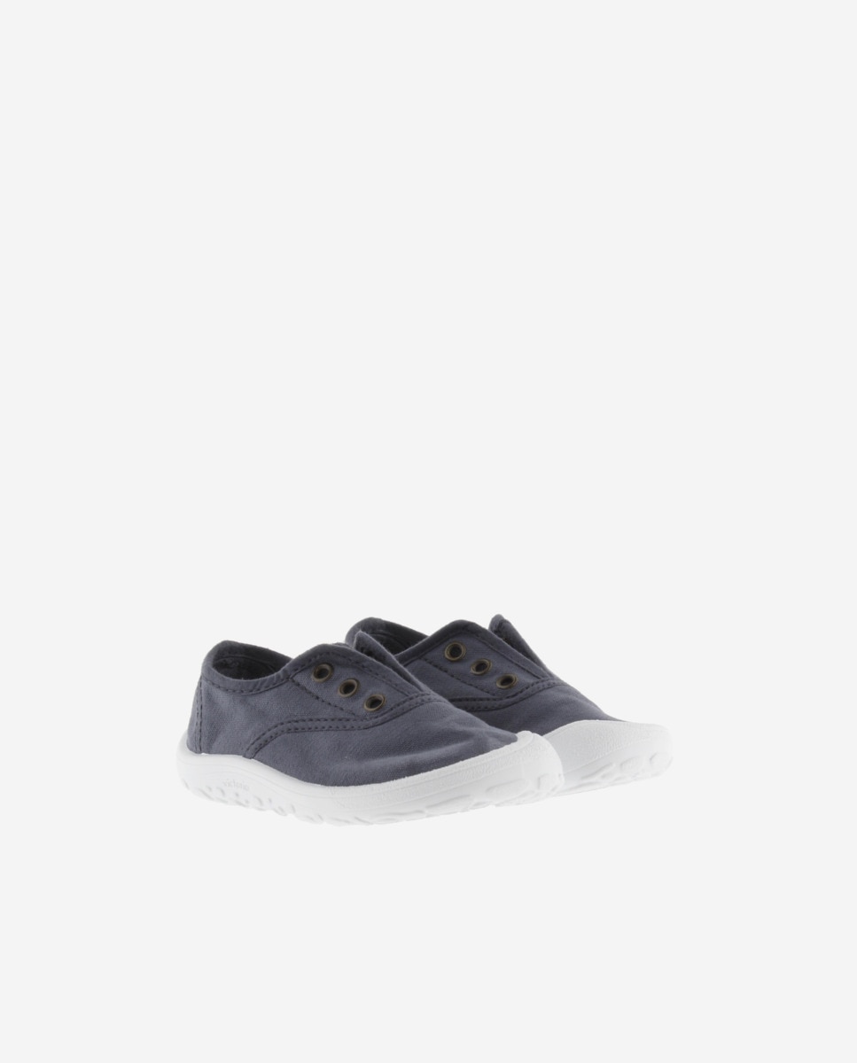 Sapatilhas de Lona de Criança Barefoot com Elástico Central Victoria Azul / Branco-5