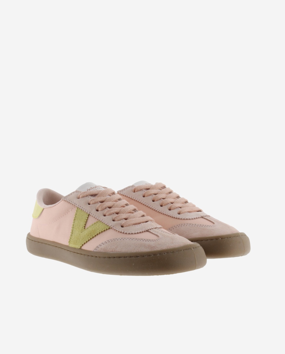 Sapatilhas Desportivas Barefoot de Nylon com Peças Coloridas e Camurça e Sola Caramelo Coral-5