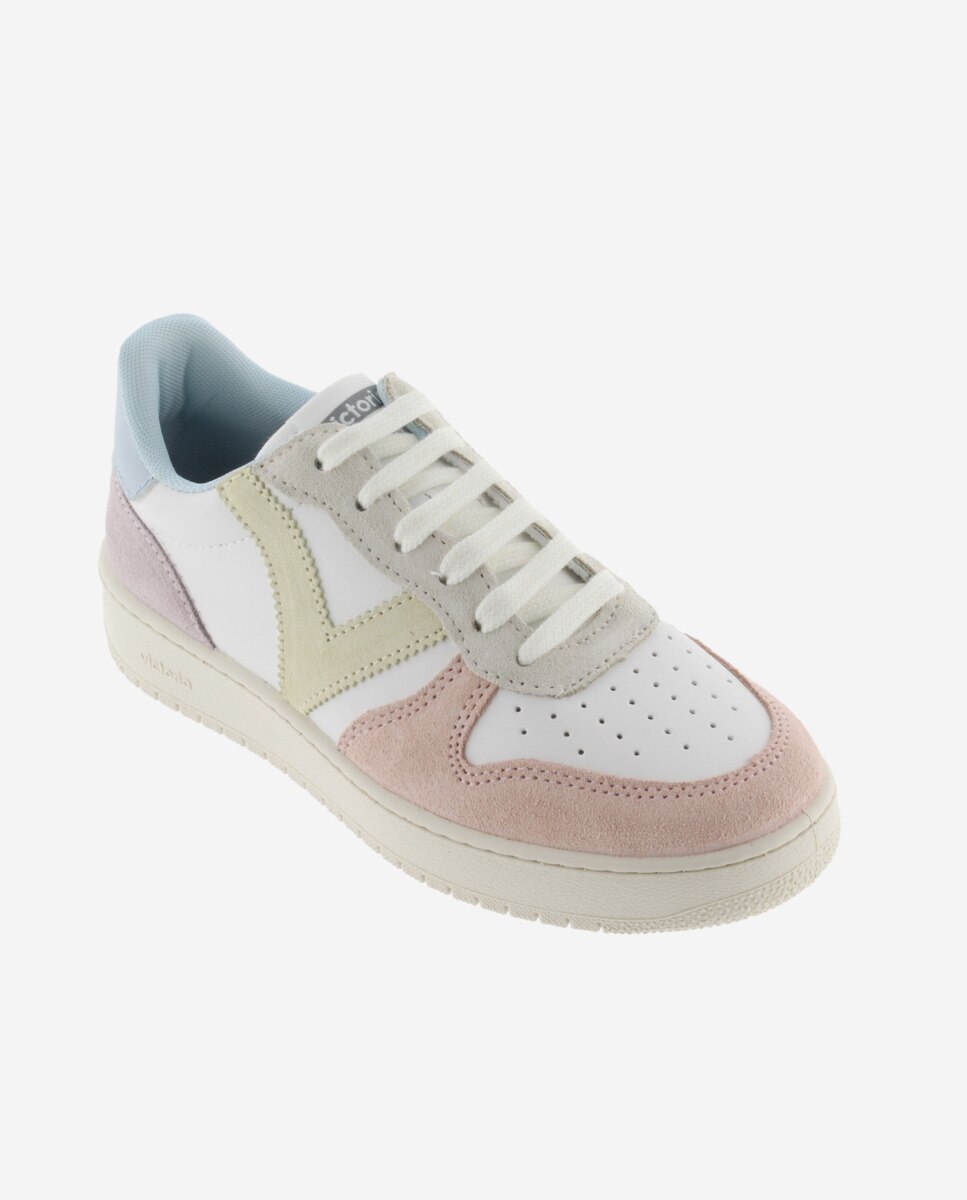 Sapatilhas Desportivas com Peças Multicolor de Camurça e Biqueira Perfurada Branco-2