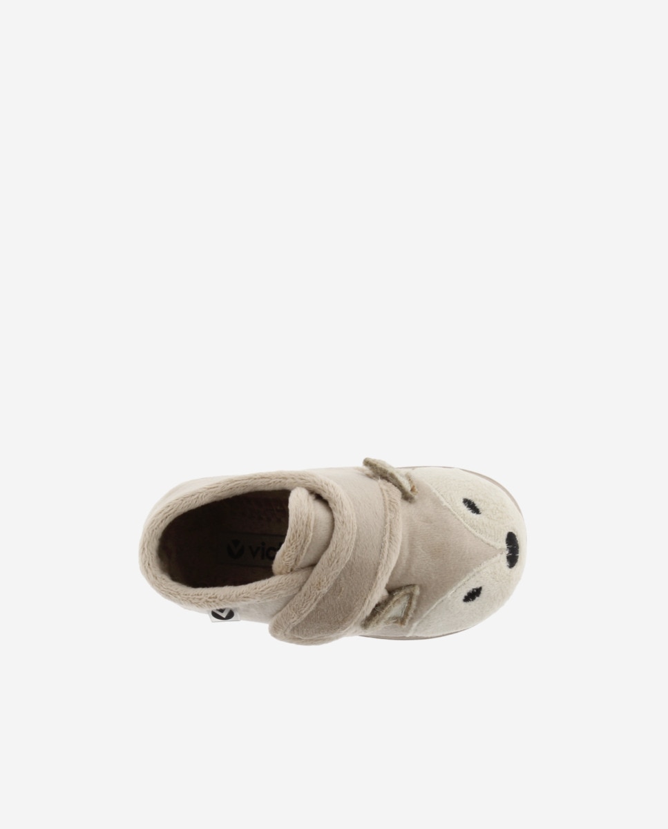 Pantufas Fechadas para Bebés de Pelo Animalitos com Velcro e Sola Victoria Natural-4