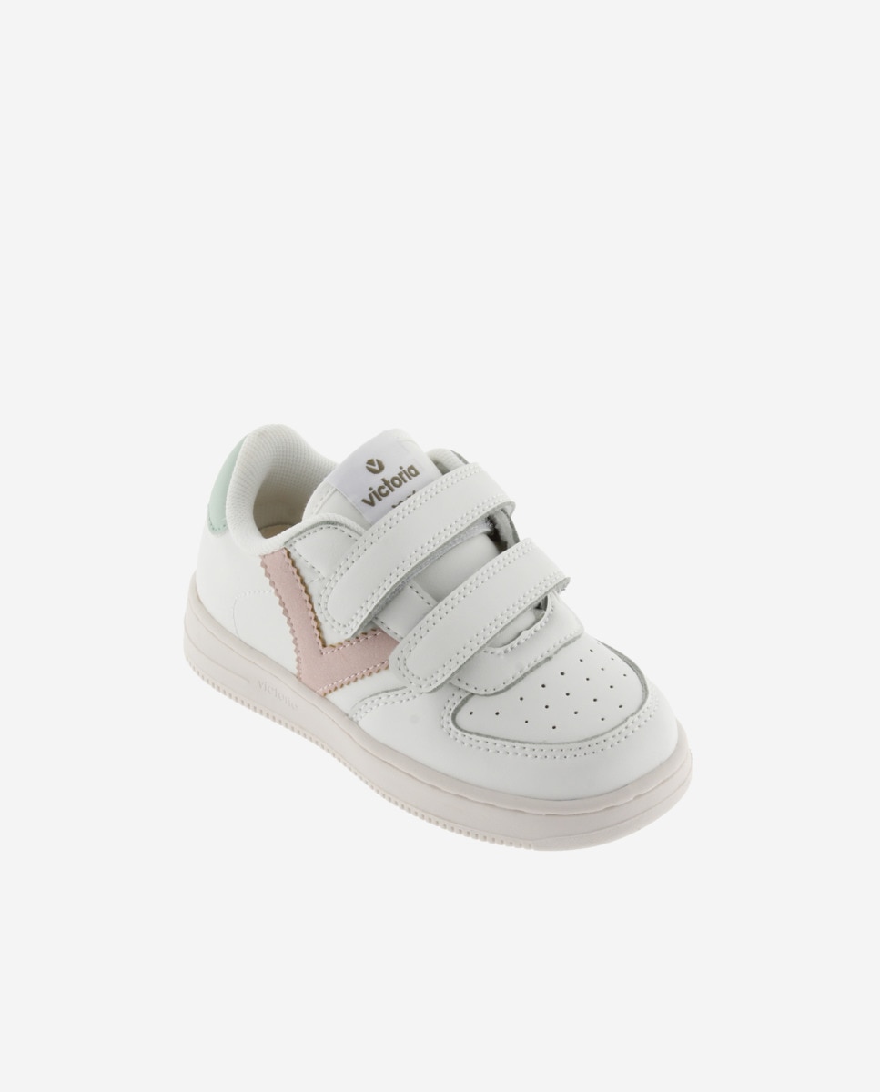 Sapatilhas Desportivas Infantil com Peças Coloridas e Velcro Victoria Nude-2