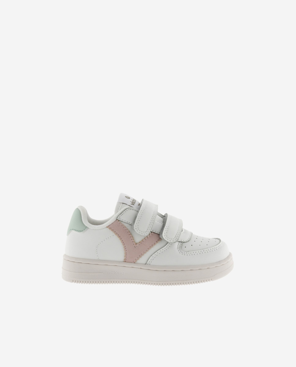 Sapatilhas Desportivas Infantil com Peças Coloridas e Velcro Nude-1