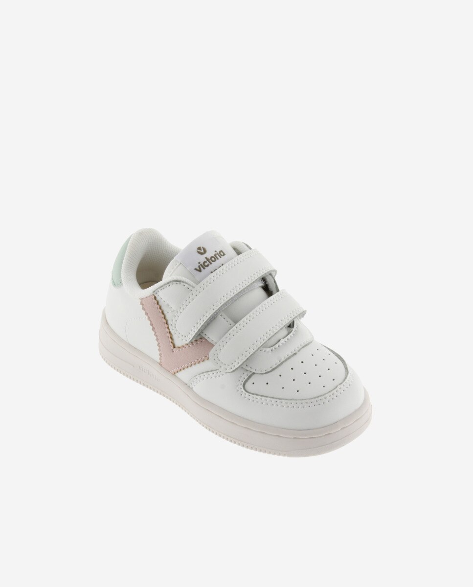 Sapatilhas Desportivas Infantil com Peças Coloridas e Velcro Nude-2