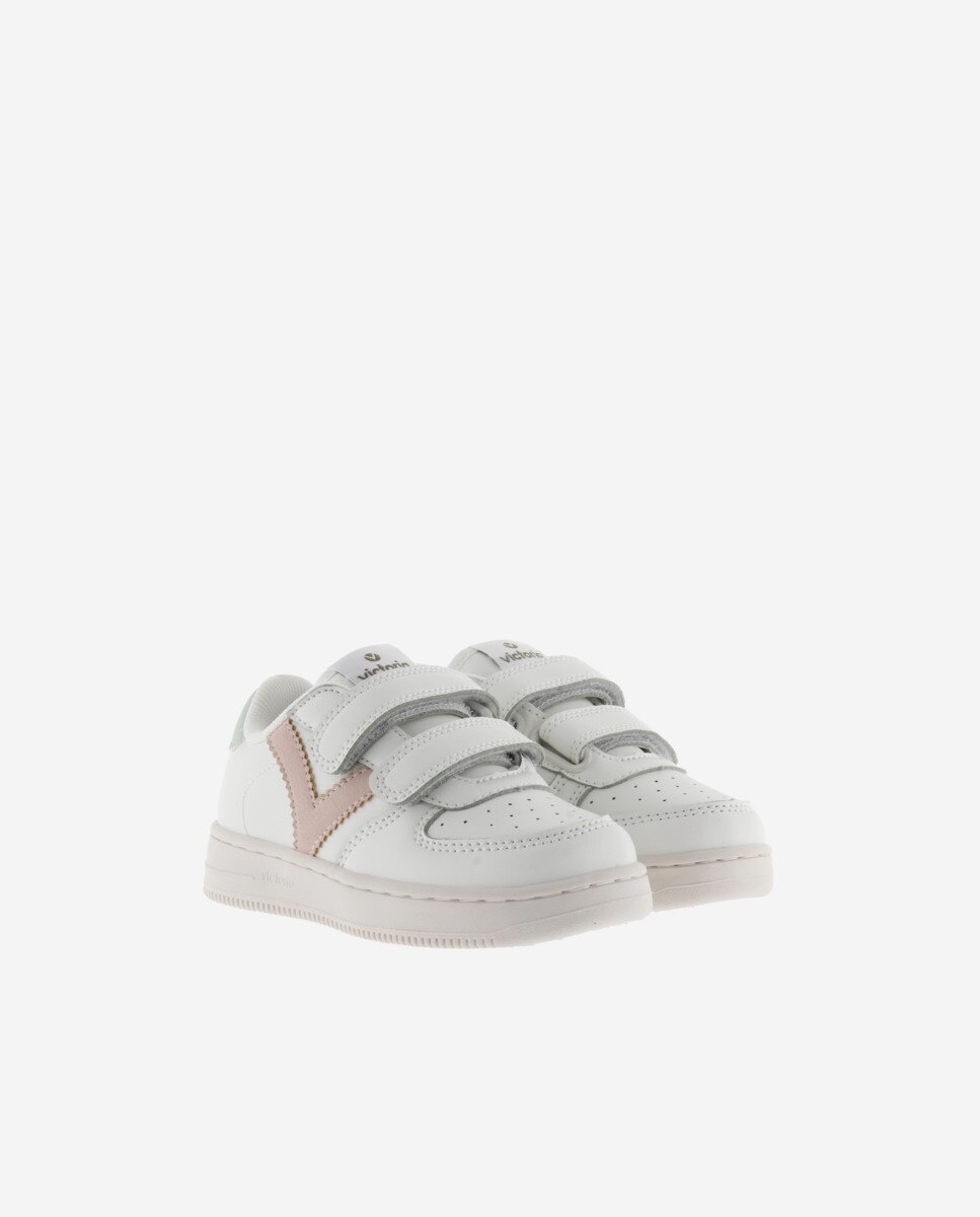 Sapatilhas Desportivas Infantil com Peças Coloridas e Velcro Nude-5