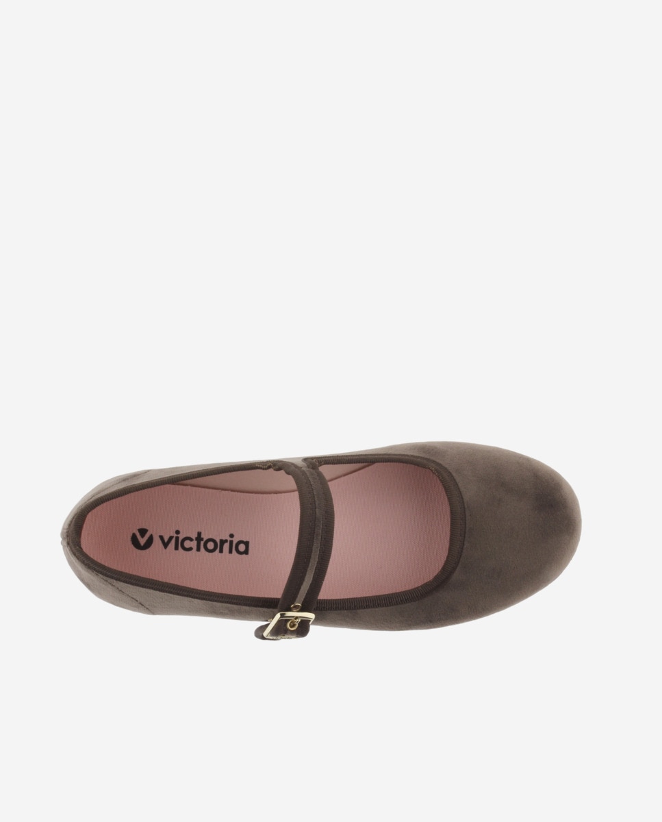 Sabrinas Rasas de Veludo com Debrum e Fecho de Fivela Vison-4