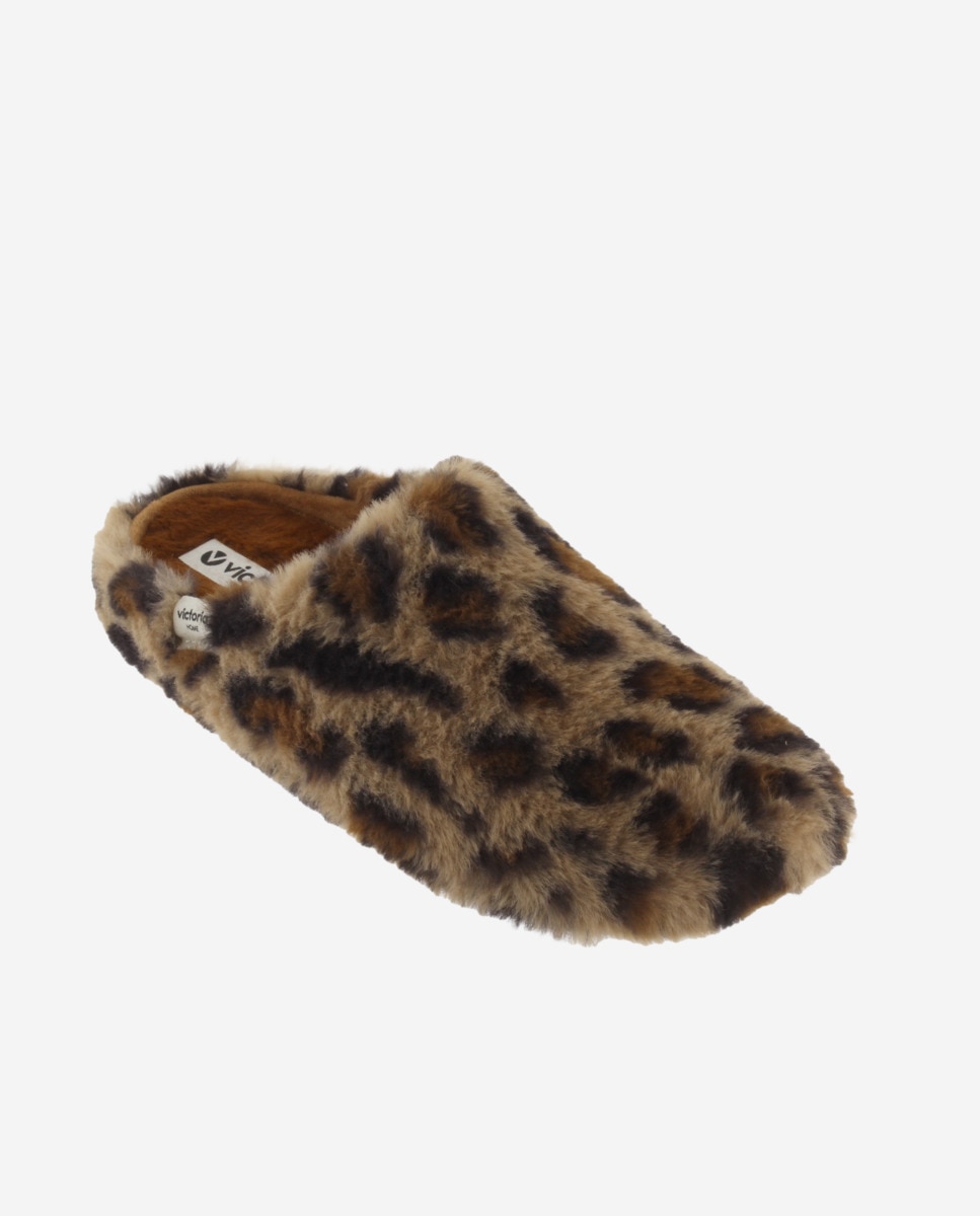 Pantufas Abertas de Pelo Animal Print Camel-2
