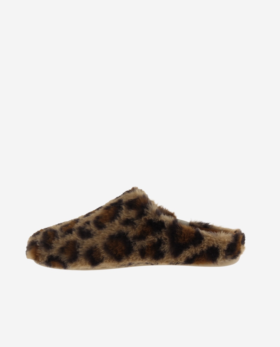 Pantufas Abertas de Pelo Animal Print Camel-3