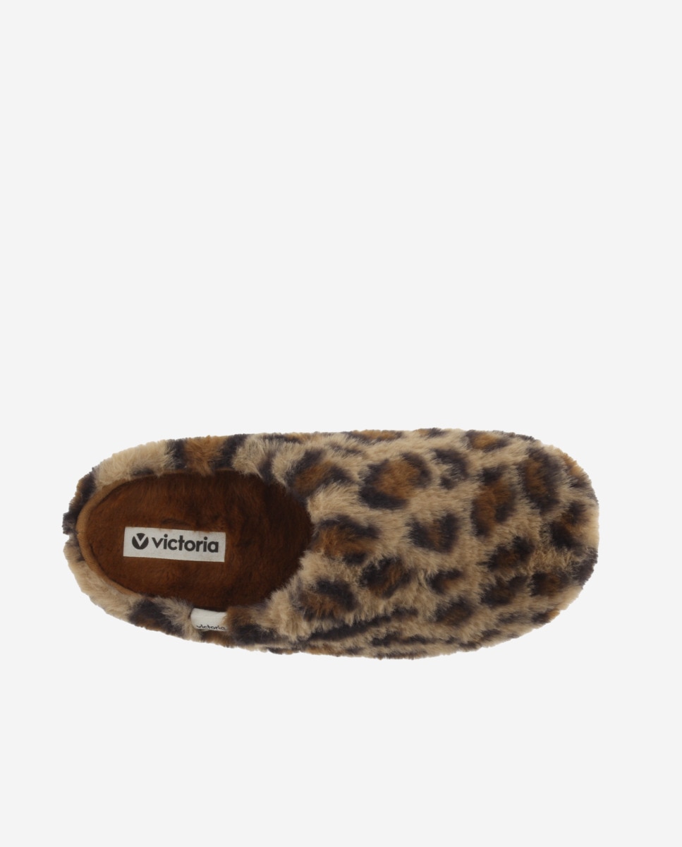 Pantufas Abertas de Pelo Animal Print Camel-4