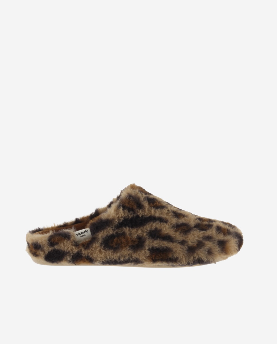 Imagem 0 de Pantufas Abertas de Pelo Animal Print