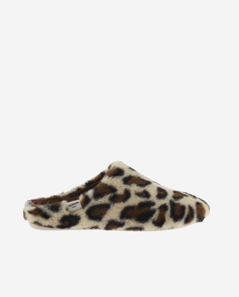 Imagem 0 de Pantufas Abertas de Pelo Animal Print