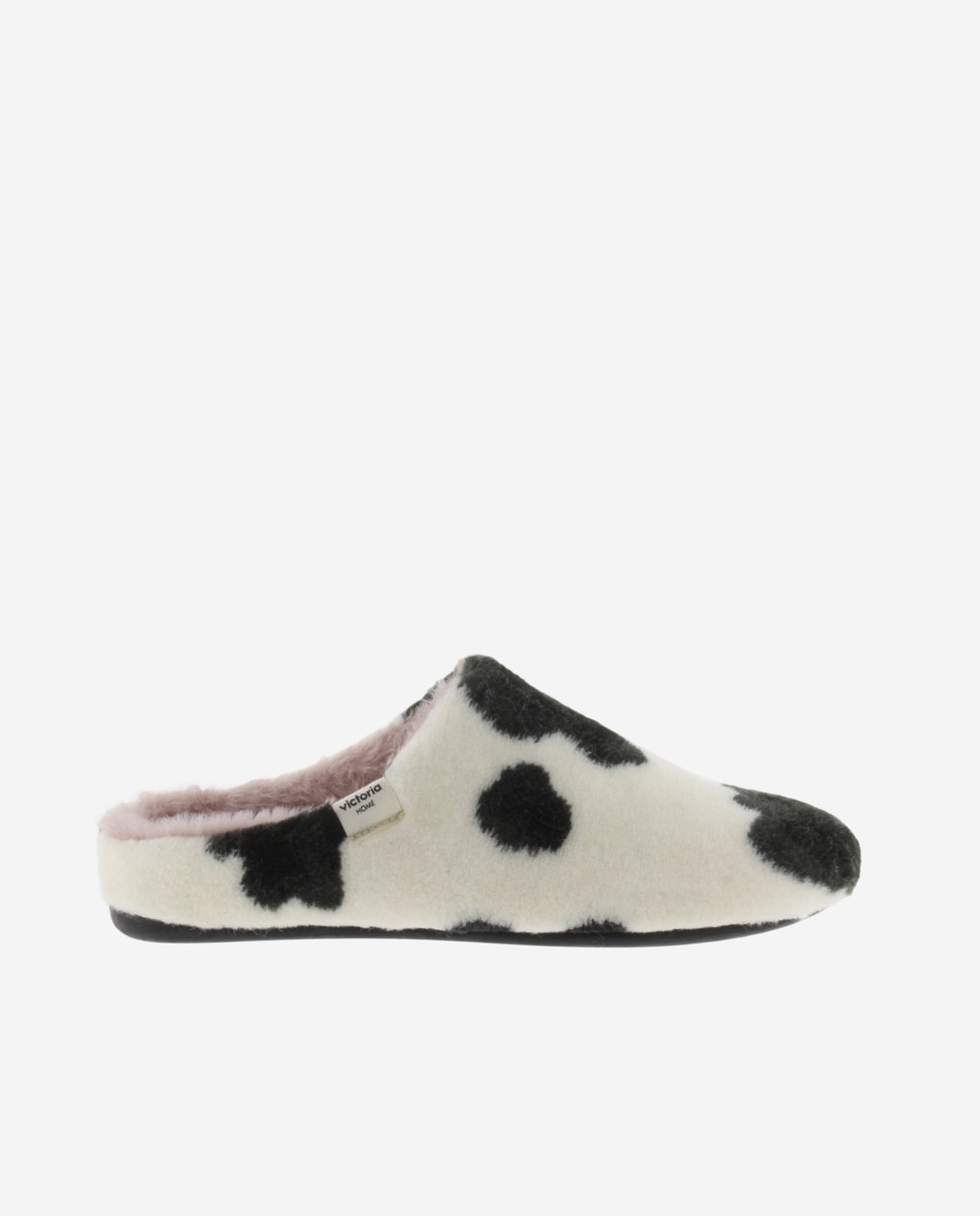 Imagem 0 de Pantufas Abertas de Pelo com Estampado de Vaca