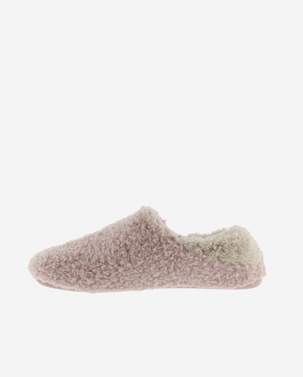 Pantufas Fechadas de Pelo de Ovelha Rosa-3