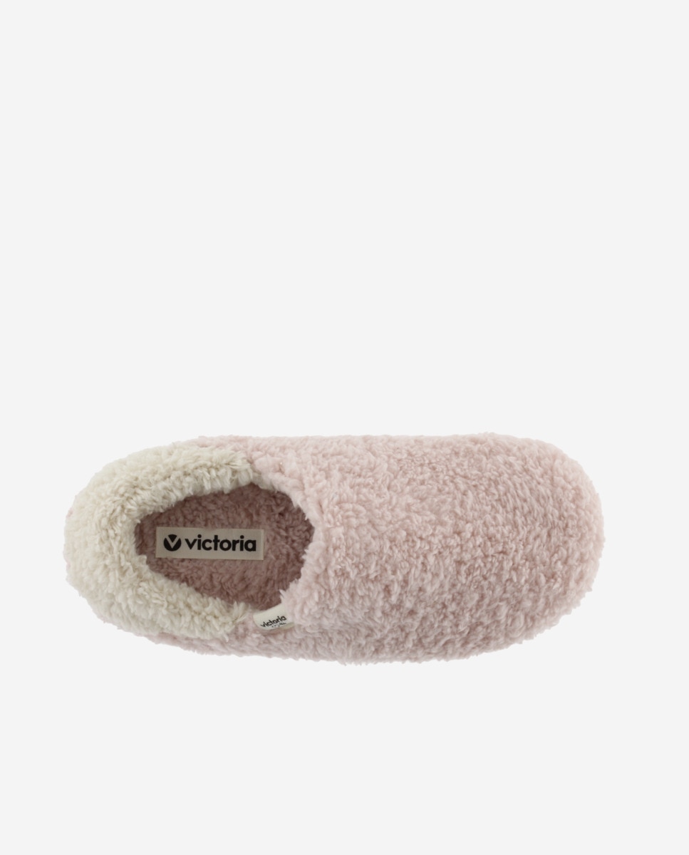 Pantufas Fechadas de Pelo de Ovelha Rosa-4