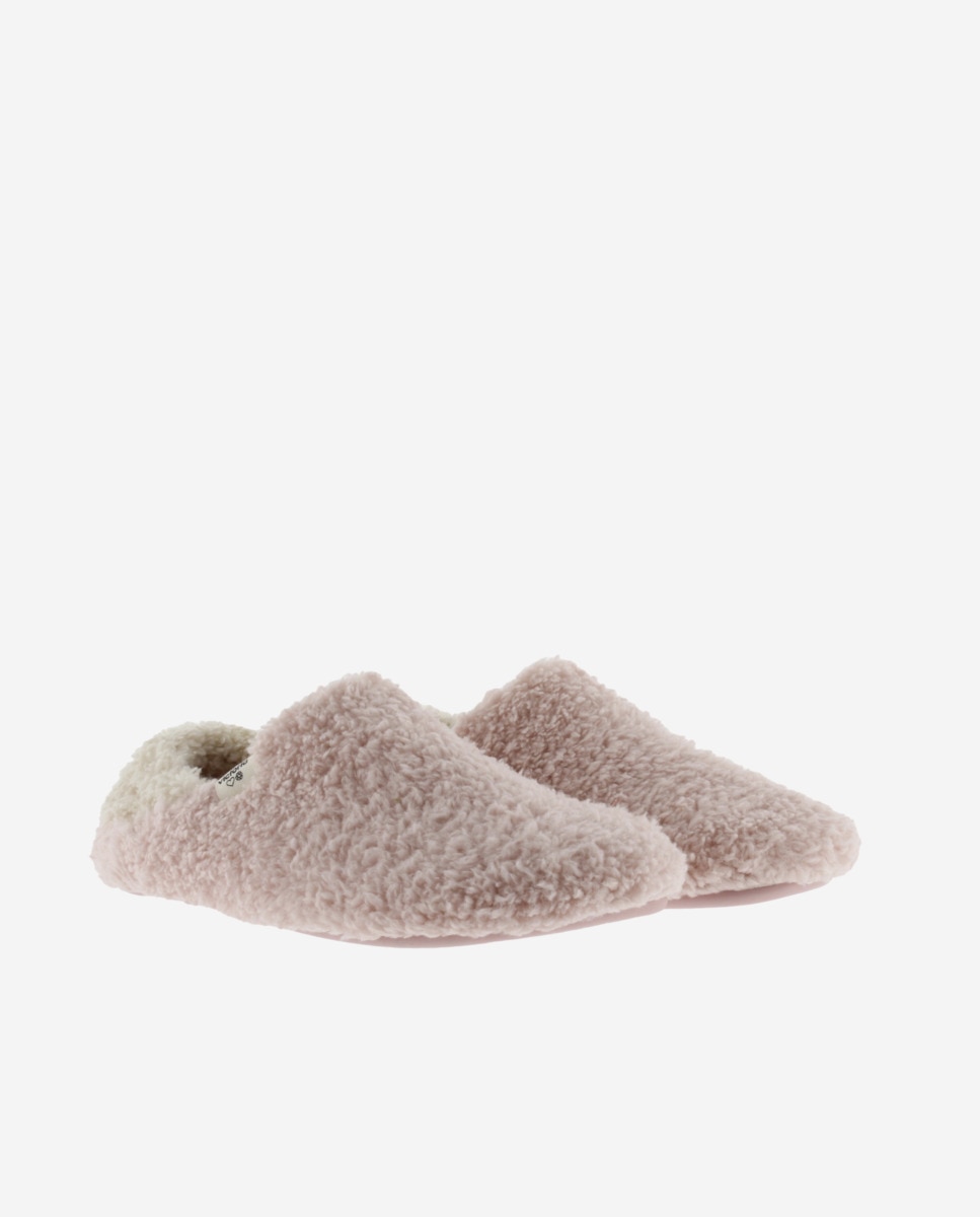 Pantufas Fechadas de Pelo de Ovelha Rosa-5