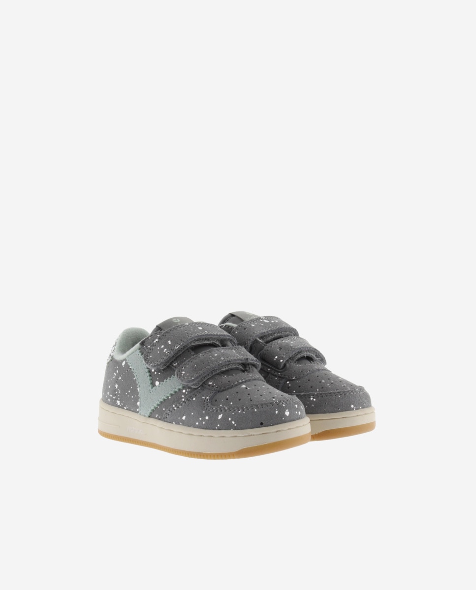Sapatilhas Desportivas de Camurça com Peça Posterior de Glitter e Velcro Victoria Antracite-5
