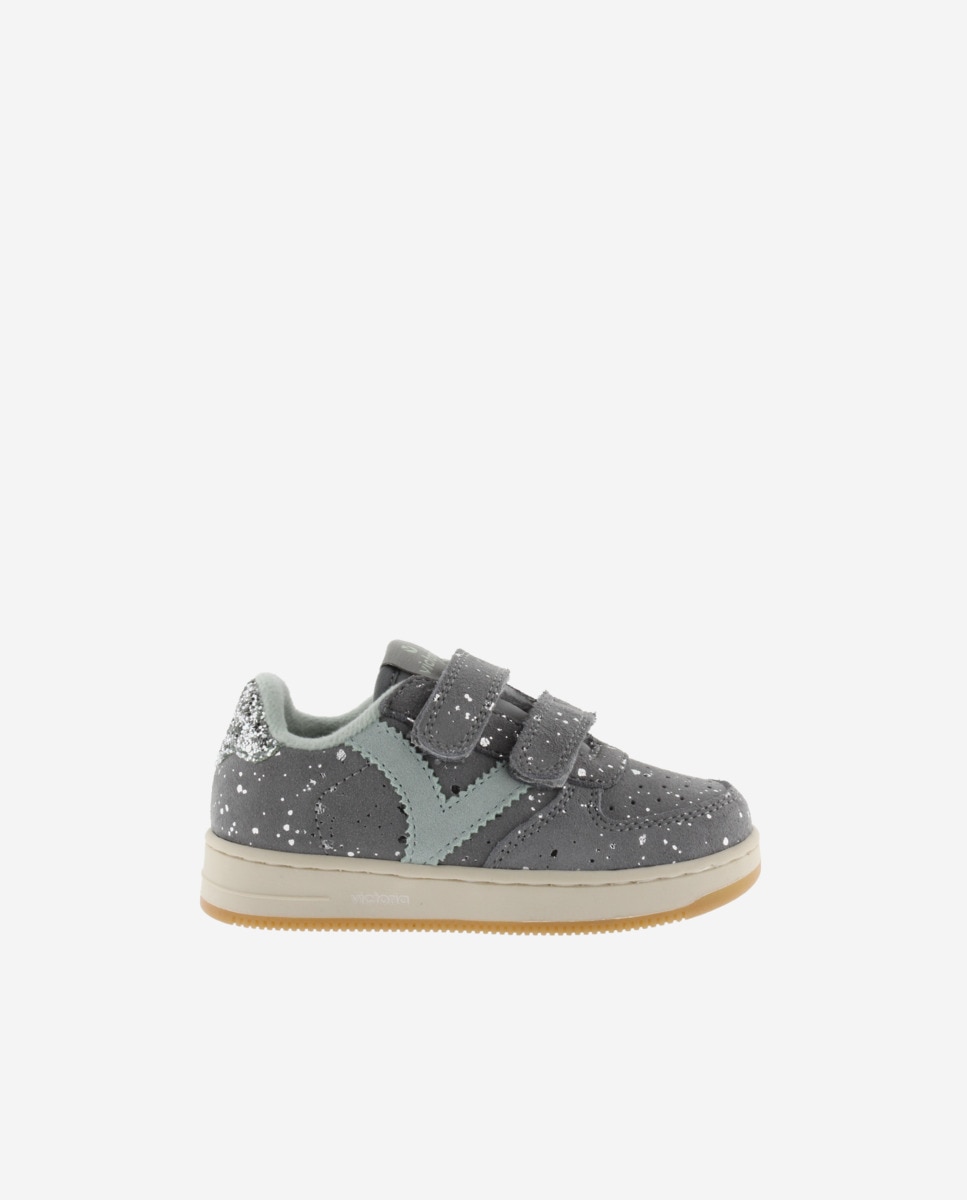 Imagem 0 de Sapatilhas Desportivas de Camurça com Peça Posterior de Glitter e Velcro