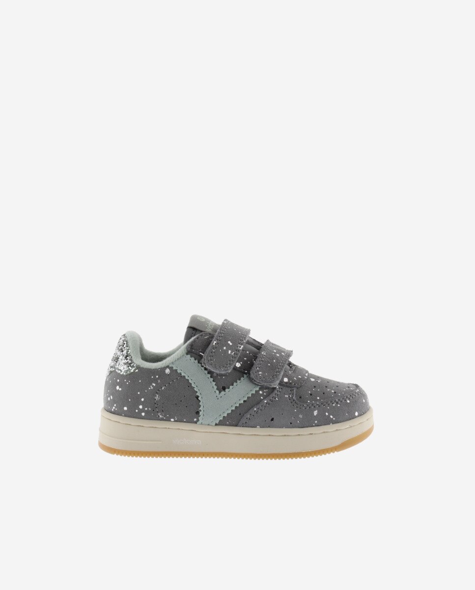 Imagem 0 de Sapatilhas Desportivas de Camurça com Peça Posterior de Glitter e Velcro