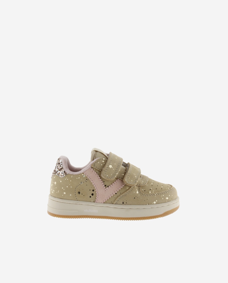 Imagem 0 de Sapatilhas Desportivas de Camurça com Peça Posterior de Glitter e Velcro